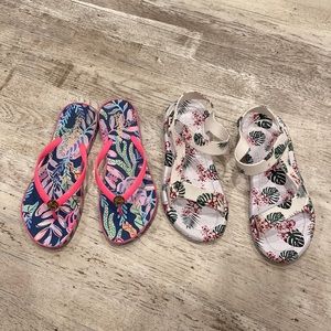 - Lilly Pulitzer& Nicole Miller BUNDLE SIZE 9 Guc flip flop sandals